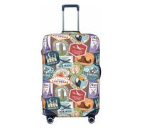 Travel Luggage Covers - worlds Stamp Pattern Elasticity Suitcase Covers Protector for Luggage 18-32 Inch