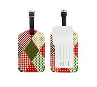 Travel Luggage Tag Christmas Rhombuses Patchwork Style Suitcase Baggage Tag Leather 1 Piece