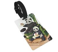Travel Luggage Tags - Pandas of Father and Son Suitcase Baggage Labels for Easy Bag Identification - Personalized Bag Name Tags
