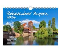 Travel Magic Bavaria DIN A4 Calendar for 2026 Munich Nuremberg - Set Contents: 1 x Calendar, 1 x Christmas Pendant, 1 x Greeting Tag (Total 3 Pieces)