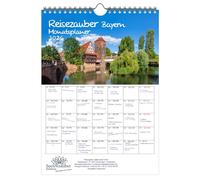 Travel Magic Bavaria Planner, DIN A4 Calendar for 2026, Munich Nuremberg, Set Contents: 1 x Calendar, 1 x Christmas Pendant, 1 x Greeting Tag (Total 3 Pieces)