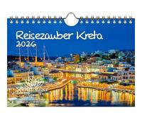 Travel Magic Crete DIN A5 Calendar for 2026 Heraklion Greece Holidays - Contents: 1 x Calendar, 1 x Christmas Pendant, 1 x Greeting Tag (Total 3 Pieces)