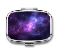 Travel Magic Galaxy Sky 2 Compartment Pill Case Small Pill Organizer for Fish Oil Vitamin Supplement Portable Daily Medicine Storage Box