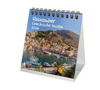 Travel Magic Greek Islands Desk Calendar 10 cm x 10 cm for 2026 Greece Mykonos Santorini Crete Sea Travel Beach Holiday Seelenzauber