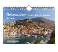 Travel Magic Greek Islands DIN A5 Calendar for 2026 Greece Crete - Set: 1 x Calendar, 1 x Christmas Pendant, 1 x Greeting Tag (Total 3 Pieces)