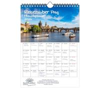 Travel Magic Prague Planner DIN A4 Calendar for 2026 Czech Republic Holiday Holiday Gift Set Contents: 1 x Calendar, 1 x Christmas Pendant (2 Pieces Total)