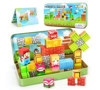 Travel Magnetic Blocks, Mini Magnetic Tiles Travel Set for Kids, 35 PCS Magnet Building Blocks with Portable Iron Box, Airplane Activities for Age 3+ Boys Girls On-the-go Play STEM Montessori Toys