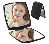 Travel Magnifying Mirror,Compact Mirror for Purses,Simple Style Small Mirrors Foldable Pocket Mirrors for Purse,Handbag and Pocket, Portable Double-Sided Magnifying Cosmetic Mirror without (Black)