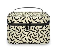 Travel Make Up Bag for Men Womens Halloween BatsBirds Cosmetic Bags with Compartments Handle Wedding Party Large Capacity Waterproof Skincare Toiletry Makeup Box Organizer