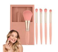 Travel Make-Up Brush Set, Rice Size Make-Up Brushes, Compact Make-Up Brush Set with Housing and Mirror, Complete Function, Portable Cosmetic Tool for Foundation Powder, Concealer, Ly Shadows App