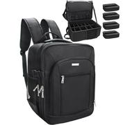 Travel Makeup Backpack with 4 Small Bag, Professional Large Cosmetic Train Case for Makeup Artist, Cosmetic Storage Organiser with Detachable Dividers for Trip - Black