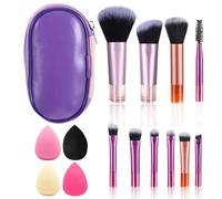 Travel Makeup Bag, 15 Pcs Mini Makeup Brush Set Make Up Sponge Storage Bag, Travel Essentials for Women, Portable Make Up Brushes for Foundation Eyeshadow Highlight Contour Blush