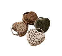 Travel Makeup Bag 2pc Leopard Print Heart-Shaped Corduroy Makeup Bag, Large Capacity Dual Zipper Portable Handheld