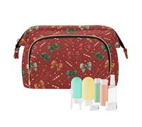 Travel Makeup Bag Cosmetic Bag Wide-Open Pouch Toiletry Bag Make Up Organizer Case with Bottles kit for Women Candy Stars Bow