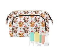 Travel Makeup Bag Cosmetic Bag Wide-Open Pouch Toiletry Bag Make Up Organizer Case with Bottles kit for Women Highland Beef Candy Leaves
