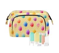 Travel Makeup Bag Cosmetic Bag Wide-Open Pouch Toiletry Bag Make Up Organizer Case with Bottles kit for Women Colorful Cotton Candy