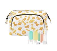 Travel Makeup Bag Cosmetic Bag Wide-Open Pouch Toiletry Bag Make Up Organizer Case with Bottles kit for Women Hand Drawn Pasta Shapes Such