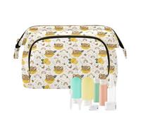 Travel Makeup Bag Cosmetic Bag Wide-Open Pouch Toiletry Bag Make Up Organizer Case with Bottles kit for Women Sloth Lemon Rainbow