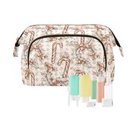 Travel Makeup Bag Cosmetic Bag Wide-Open Pouch Toiletry Bag Make Up Organizer Case with Bottles kit for Women Bow Candy Plaid Orange