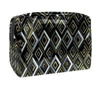 Travel Makeup Bag for Women, Art Gold Sage Green Grey and Black Diamonds Small PVC Cosmetic Bag with Zipper, Waterproof Toiletry Bag Accessories Storage Pouch