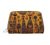 Travel Makeup Bag for Women Large Capacity Cosmetic Bags PU Leather Waterproof Toiletry Bag Creative African Culture Makeup Pouch Portable Wide Open Make Up Organizer with Zipper, White, One Size