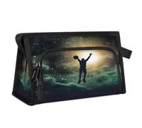 Travel Makeup Bag for Women Men 3D Galaxy Basketball Player Cosmetic Wash Pouch Bag Toiletry Toiletries Shower Bag Organizer