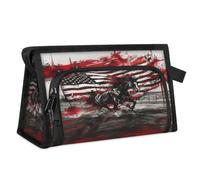 Travel Makeup Bag for Women Men American Flag Running Horse Cosmetic Wash Pouch Bag Toiletry Toiletries Shower Bag Organizer