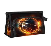 Travel Makeup Bag for Women Men Basketball Sport Fire Ball Cosmetic Wash Pouch Bag Toiletry Toiletries Shower Bag Organizer