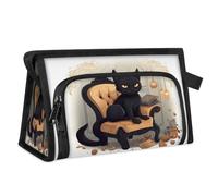 Travel Makeup Bag for Women Men Cartoon Black Cat Cosmetic Wash Pouch Bag Toiletry Toiletries Shower Bag Organizer