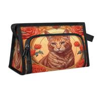 Travel Makeup Bag for Women Men Cat Rose Flower Cosmetic Wash Pouch Bag Toiletry Toiletries Shower Bag Organizer