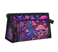 Travel Makeup Bag for Women Men Colorful Art Magic Forest Mushroom Cosmetic Wash Pouch Bag Toiletry Toiletries Shower Bag Organizer