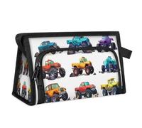Travel Makeup Bag for Women Men Cute Monster Trucks Cartoon Cosmetic Wash Pouch Bag Toiletry Toiletries Shower Bag Organizer