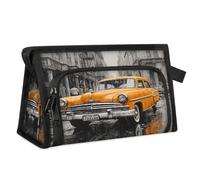 Travel Makeup Bag for Women Men Europe City Streetscape Old Car Cosmetic Wash Pouch Bag Toiletry Toiletries Shower Bag Organizer