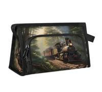 Travel Makeup Bag for Women Men Forest Vintage Steam Train Cosmetic Wash Pouch Bag Toiletry Toiletries Shower Bag Organizer