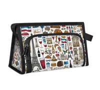 Travel Makeup Bag for Women Men France Paris Pattern Cosmetic Wash Pouch Bag Toiletry Toiletries Shower Bag Organizer