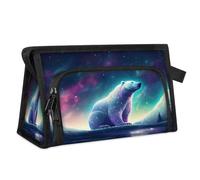 Travel Makeup Bag for Women Men Galaxy Aurora Polar Bear Cosmetic Wash Pouch Bag Toiletry Toiletries Shower Bag Organizer