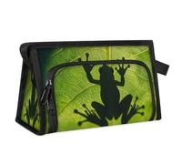 Travel Makeup Bag for Women Men Green Leaf Tree Frog Cosmetic Wash Pouch Bag Toiletry Toiletries Shower Bag Organizer