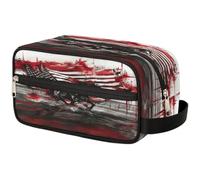 Travel Makeup Bag for Women Men Kids Girls Boys American Flag Running Horse Wash Pouch Bag Toiletry Cosmetic Toiletries Organizer Shower Bag