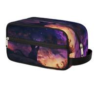 Travel Makeup Bag for Women Men Kids Girls Boys Black Cat Galaxy Sky Wash Pouch Bag Toiletry Cosmetic Toiletries Organizer Shower Bag