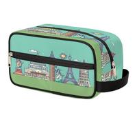 Travel Makeup Bag for Women Men Kids Girls Boys Famous Landmarks Cartoon Wash Pouch Bag Toiletry Cosmetic Toiletries Organizer Shower Bag