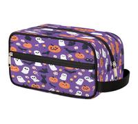 Travel Makeup Bag for Women Men Kids Girls Boys Halloween Ghosts Pumpkins Wash Pouch Bag Toiletry Cosmetic Toiletries Organizer Shower Bag