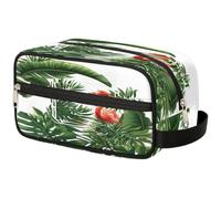 Travel Makeup Bag for Women Men Kids Girls Boys Tropical Leaves Flamingos Wash Pouch Bag Toiletry Cosmetic Toiletries Organizer Shower Bag