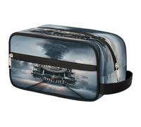 Travel Makeup Bag for Women Men Kids Girls Boys Vintage Steam Train Wash Pouch Bag Toiletry Cosmetic Toiletries Organizer Shower Bag