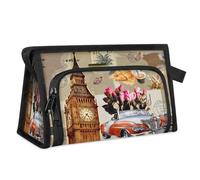 Travel Makeup Bag for Women Men London Big Ben Car Vintage Cosmetic Wash Pouch Bag Toiletry Toiletries Shower Bag Organizer