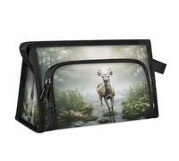 Travel Makeup Bag for Women Men Misty Forest Animal Deer Cosmetic Wash Pouch Bag Toiletry Toiletries Shower Bag Organizer