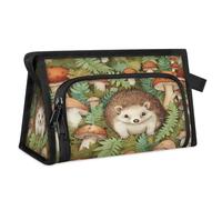Travel Makeup Bag for Women Men Mushroom Leaves Hedgehog Cosmetic Wash Pouch Bag Toiletry Toiletries Shower Bag Organizer