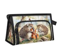 Travel Makeup Bag for Women Men Music Violin Animal Hedgehog Cosmetic Wash Pouch Bag Toiletry Toiletries Shower Bag Organizer