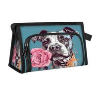 Travel Makeup Bag for Women Men Rose Flower Dog Cosmetic Wash Pouch Bag Toiletry Toiletries Shower Bag Organizer