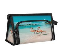 Travel Makeup Bag for Women Men Sea Beach Flamingos Cosmetic Wash Pouch Bag Toiletry Toiletries Shower Bag Organizer