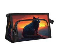 Travel Makeup Bag for Women Men Setting Sun Black Cat Cosmetic Wash Pouch Bag Toiletry Toiletries Shower Bag Organizer